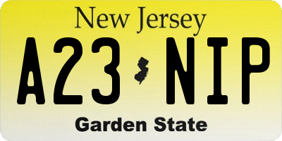 NJ license plate A23NIP