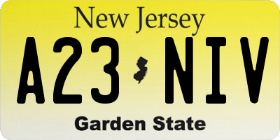 NJ license plate A23NIV