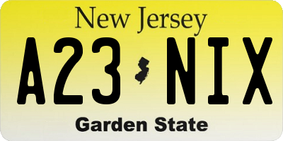 NJ license plate A23NIX