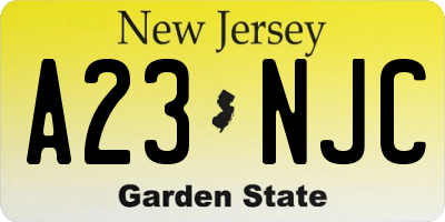 NJ license plate A23NJC