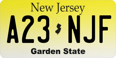 NJ license plate A23NJF
