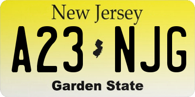 NJ license plate A23NJG