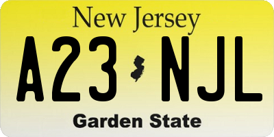 NJ license plate A23NJL