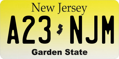 NJ license plate A23NJM