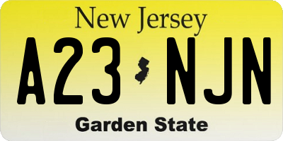 NJ license plate A23NJN