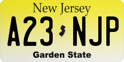 NJ license plate A23NJP