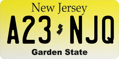 NJ license plate A23NJQ