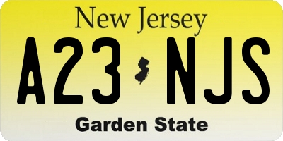 NJ license plate A23NJS