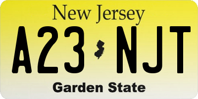 NJ license plate A23NJT