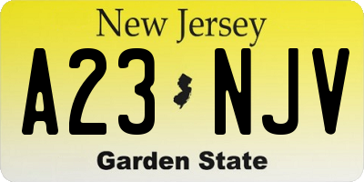 NJ license plate A23NJV