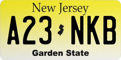 NJ license plate A23NKB