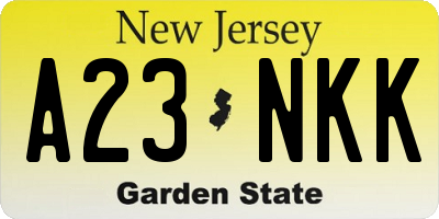 NJ license plate A23NKK