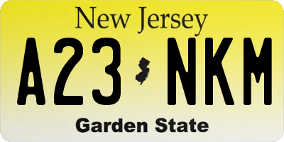 NJ license plate A23NKM