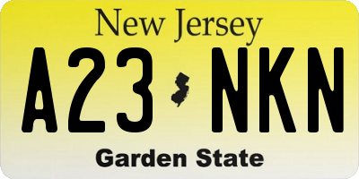NJ license plate A23NKN
