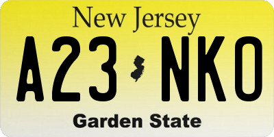 NJ license plate A23NKO