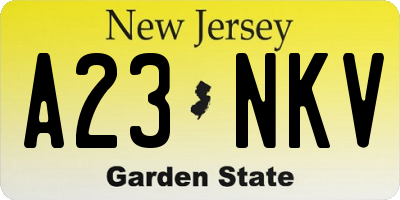 NJ license plate A23NKV