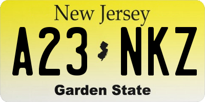 NJ license plate A23NKZ