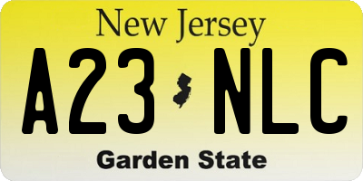 NJ license plate A23NLC