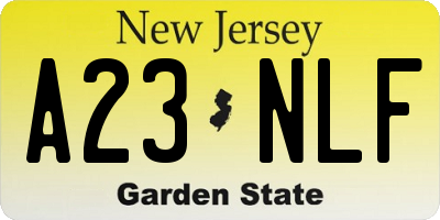 NJ license plate A23NLF