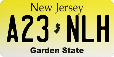 NJ license plate A23NLH