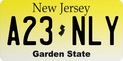 NJ license plate A23NLY