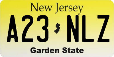 NJ license plate A23NLZ