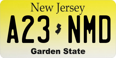 NJ license plate A23NMD