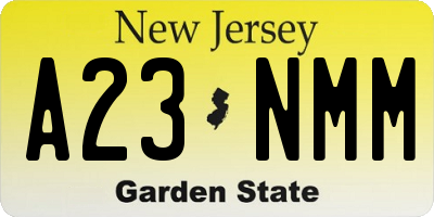 NJ license plate A23NMM
