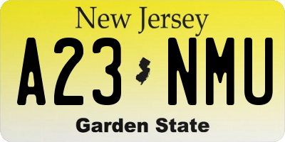 NJ license plate A23NMU