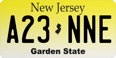 NJ license plate A23NNE