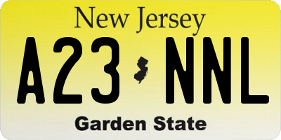 NJ license plate A23NNL