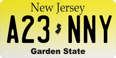 NJ license plate A23NNY