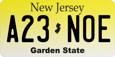 NJ license plate A23NOE