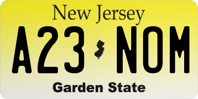 NJ license plate A23NOM