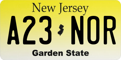 NJ license plate A23NOR