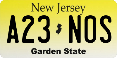 NJ license plate A23NOS