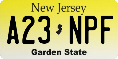 NJ license plate A23NPF