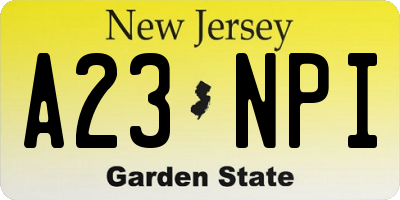 NJ license plate A23NPI