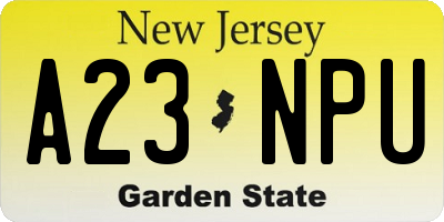 NJ license plate A23NPU