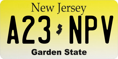 NJ license plate A23NPV