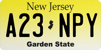 NJ license plate A23NPY