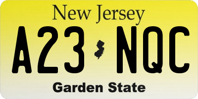NJ license plate A23NQC