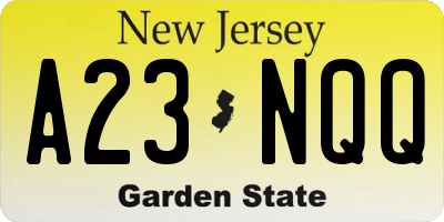 NJ license plate A23NQQ