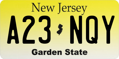 NJ license plate A23NQY