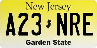 NJ license plate A23NRE