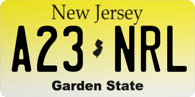 NJ license plate A23NRL