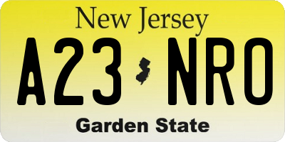 NJ license plate A23NRO