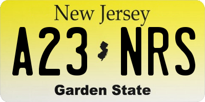 NJ license plate A23NRS