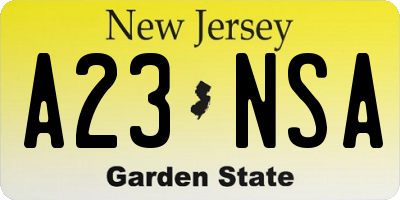 NJ license plate A23NSA
