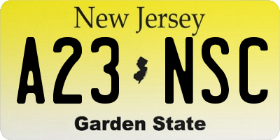 NJ license plate A23NSC